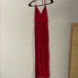 Red Sleeveless Maxi Dress with Spaghetti Straps